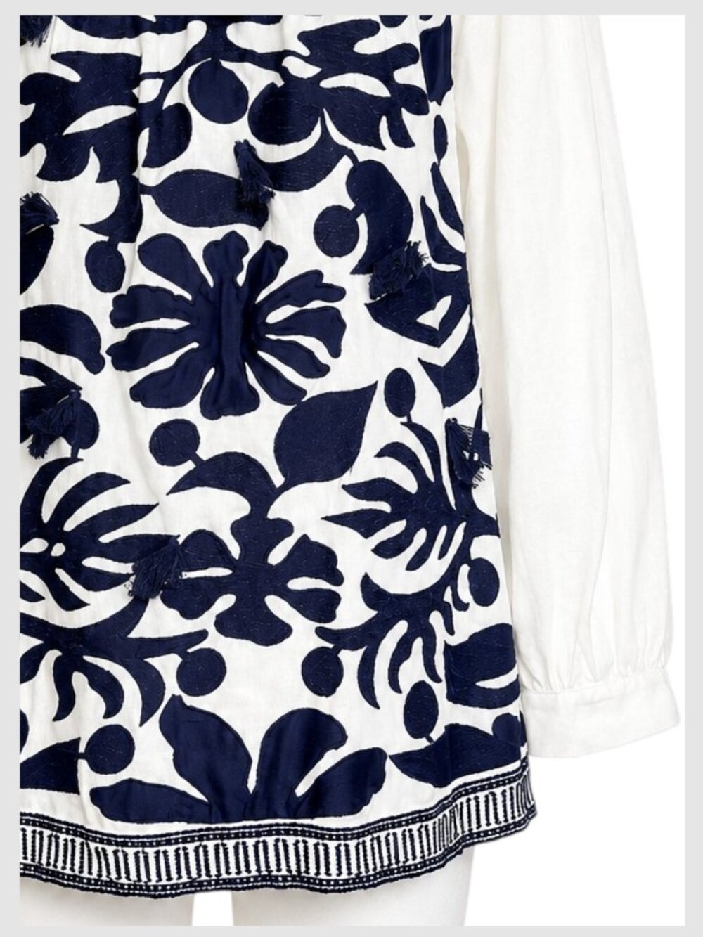 Anthropologie Maeve Liyah Blouse Navy Blue White Embroidered Square Neck S 6 - Picture 4 of 9